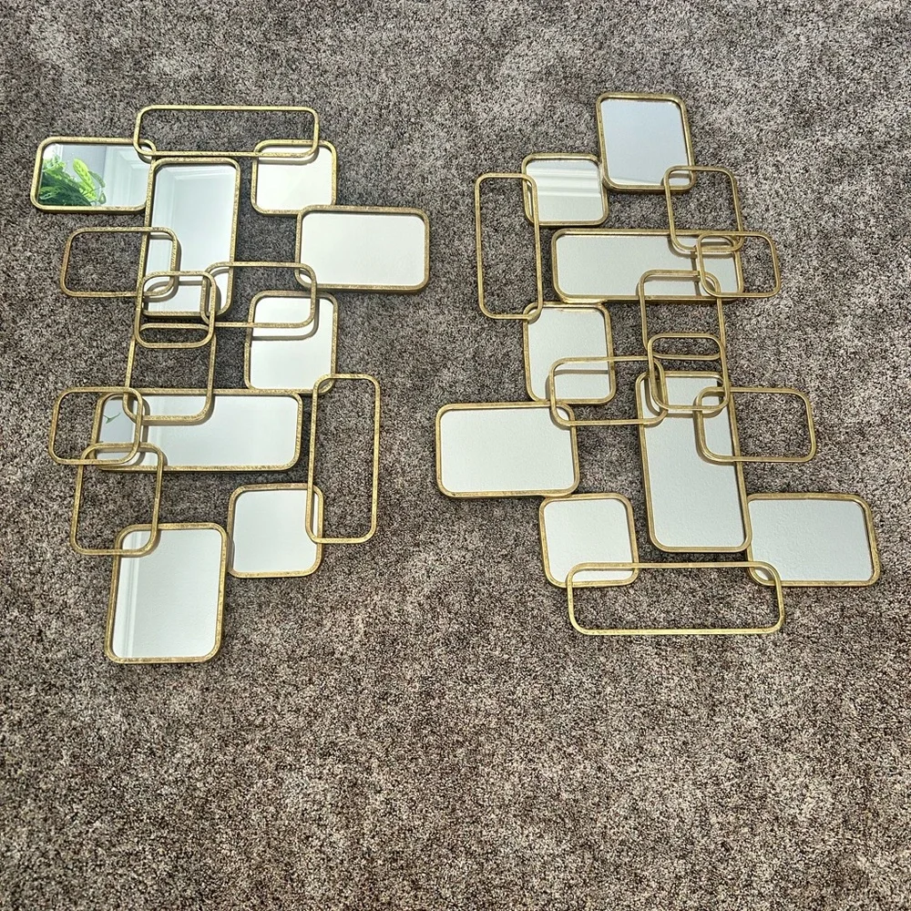 Modern Gold and White Wall Decor Set for 2